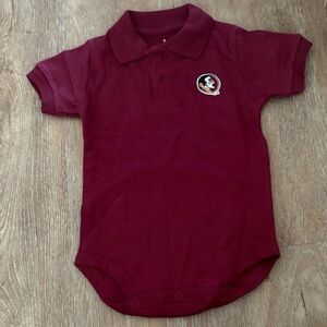 Burgundy Polo Baby Onesie with Embroidered Logo Florida state